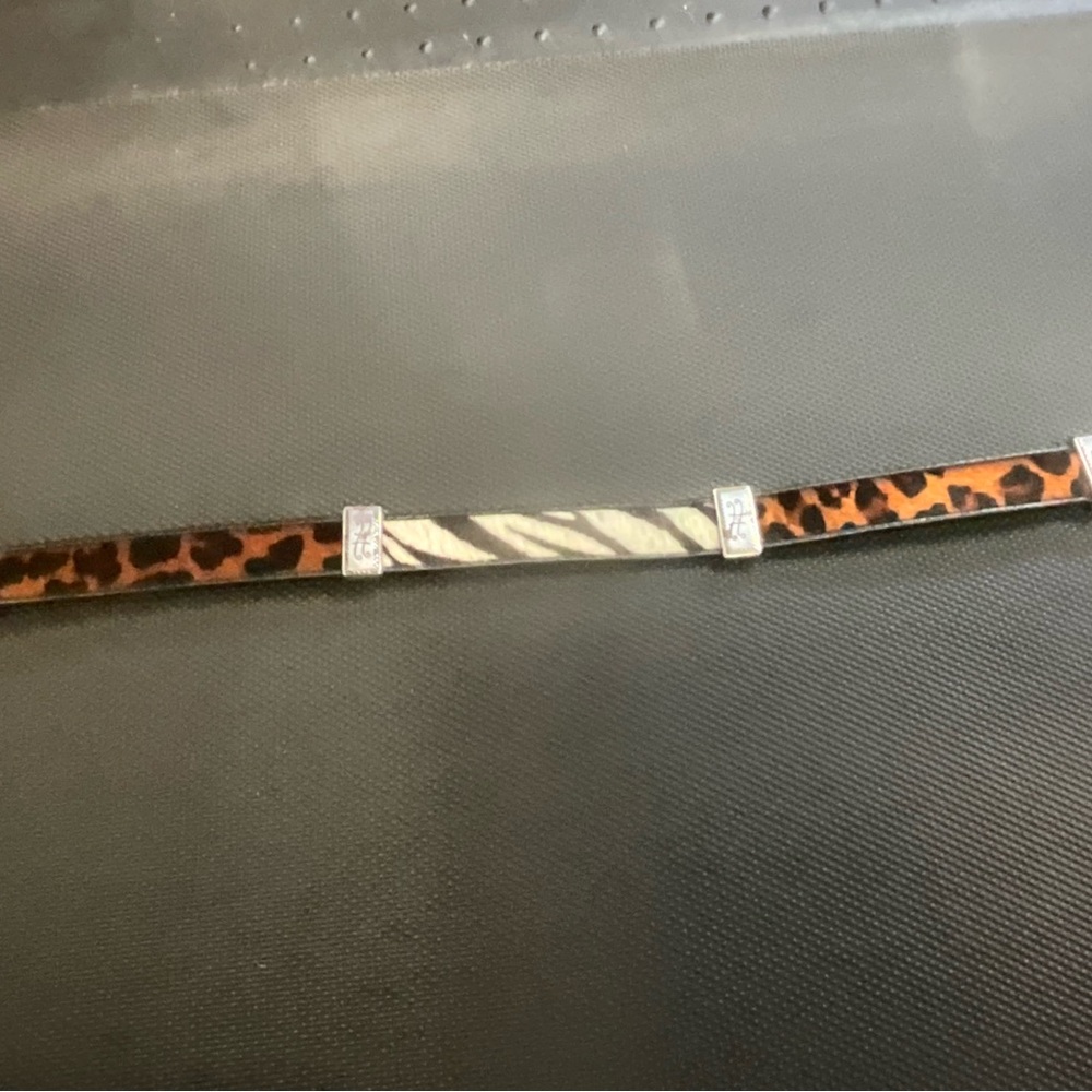Women’s Animal Print Leather Belt - Brown & Cream